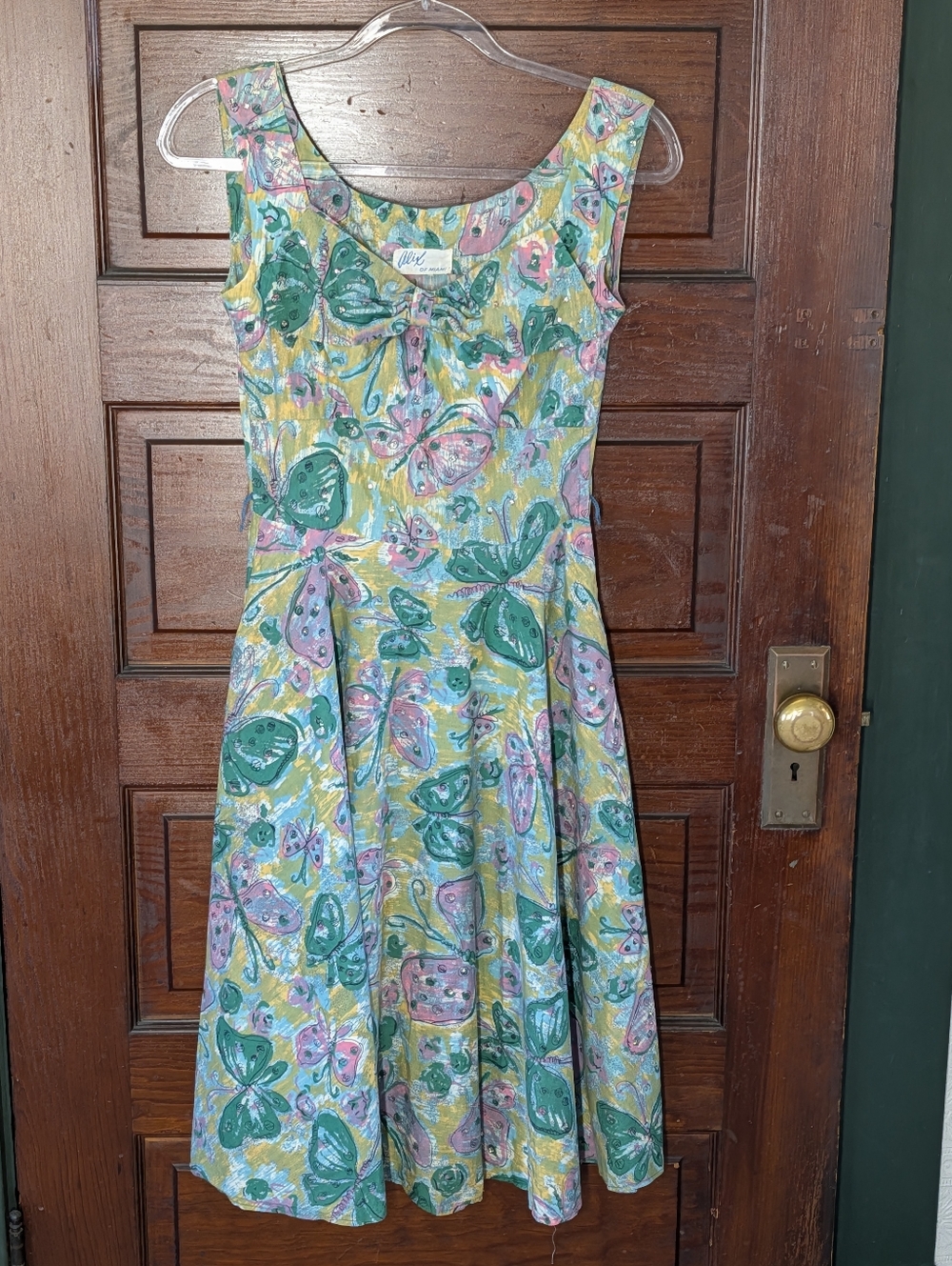 Vintage 1950s Alix of Miami Butterfly Fit & Flare Gem Rhinestone Dress Small